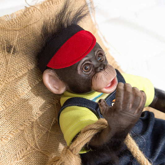 Reborn monkey with 18-inch cloth body and open eyes