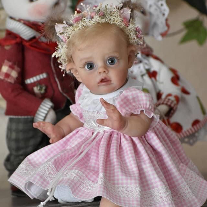 12 Inch Sweet Sandy Short Blonde Hair Open Eyes Reborn Doll Girls