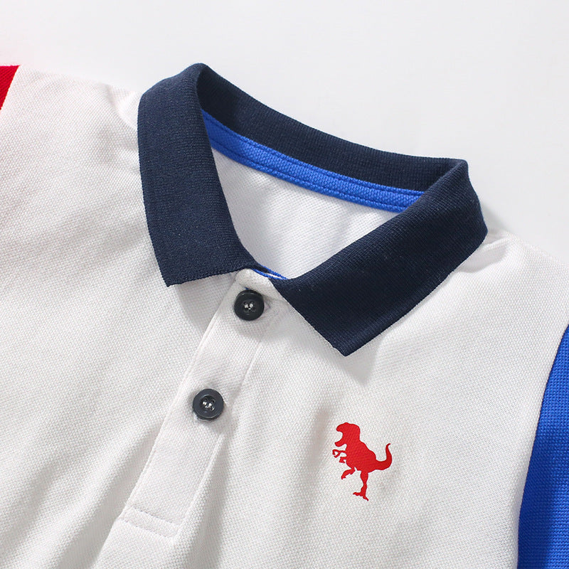 Short-sleeved children's polo shirt in matching breathable cotton