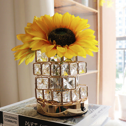 Creative Sunflower Crystal Rubik's Cube Three-Color Dimmable LED Night Light