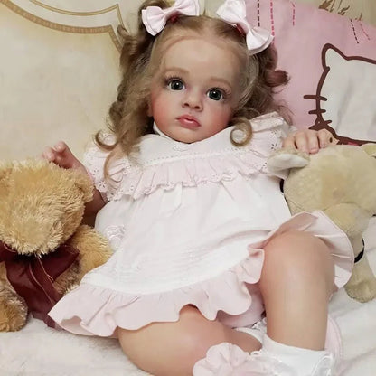 23 inch Area Curly Hair Open Eyes Reborn Girl Dolls