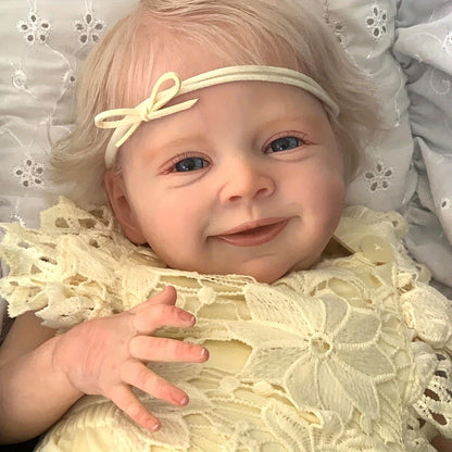 19 Inch Hand-Crafted Open Eyes Blonde Hair Newborn Reborn Doll-Sebastia