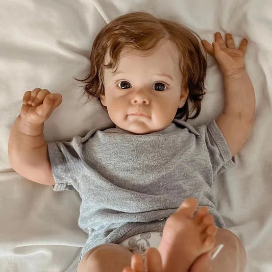 22 Inch Lifelike Shelley Short Brown Hair Reborn Baby Dolls