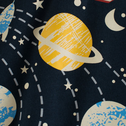 Short-sleeved crew-neck T-shirt with space motif