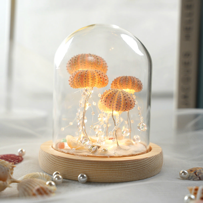 DIY Luminous Night Light with Sea Urchin Shell, Jellyfish