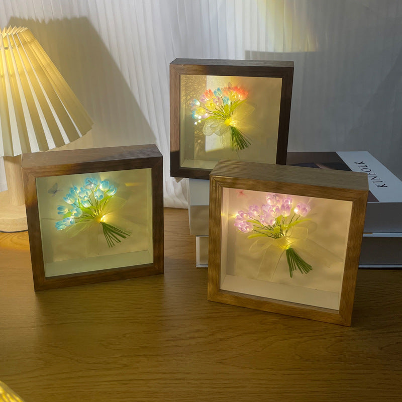 DIY Photo Frame Night Light with 20 Tulips