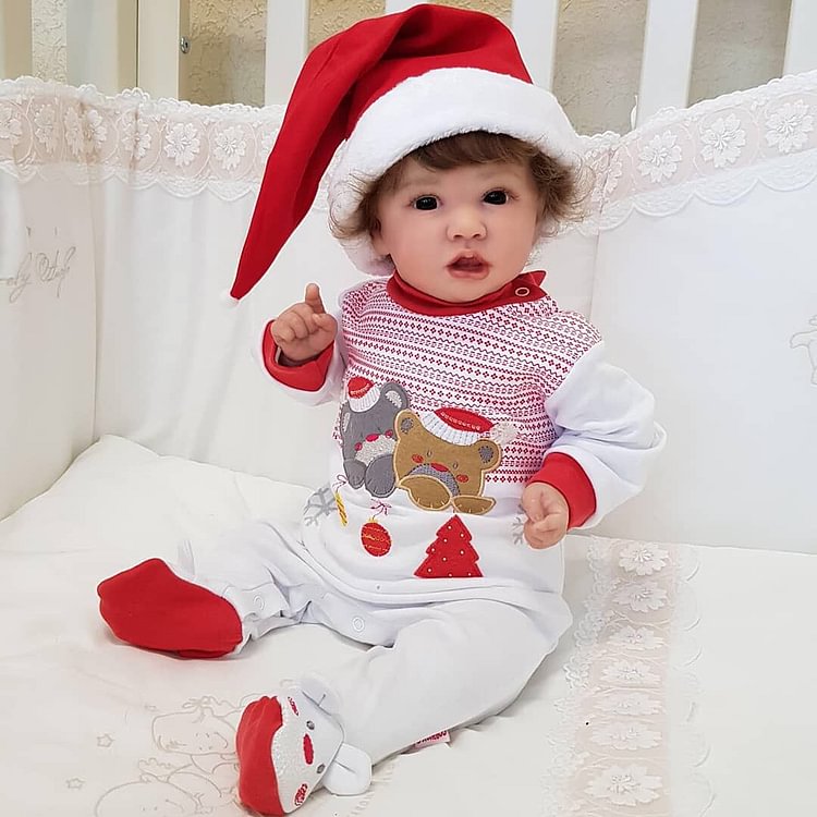 22 inches open Eyes Reborn Dolls with Christmas Clothes-Saskia