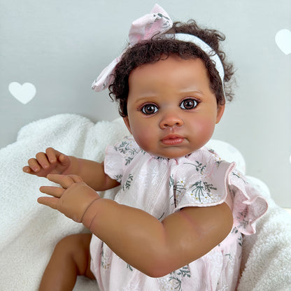 60cm cherry African American reborn doll with open eyes - Cuddly