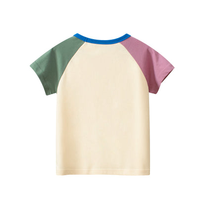 Short-sleeved crew-neck T-shirt in matching cotton