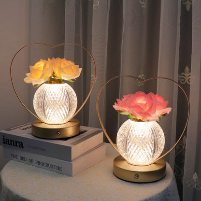 Portable LED night light with three-color creative dimming Rose