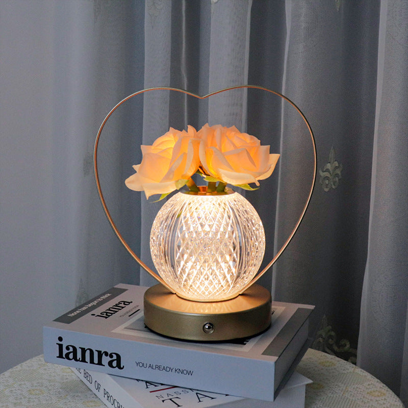 Portable LED night light with three-color creative dimming Rose