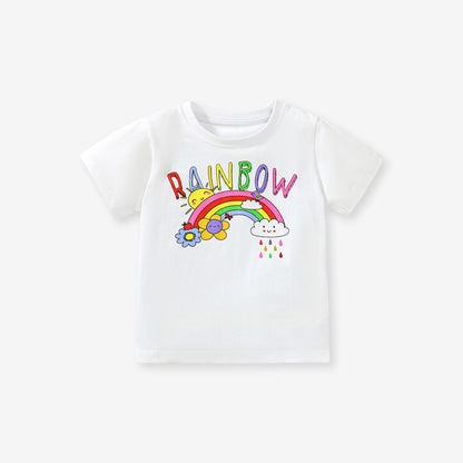 New rainbow style printed children's short sleeve t-shirt