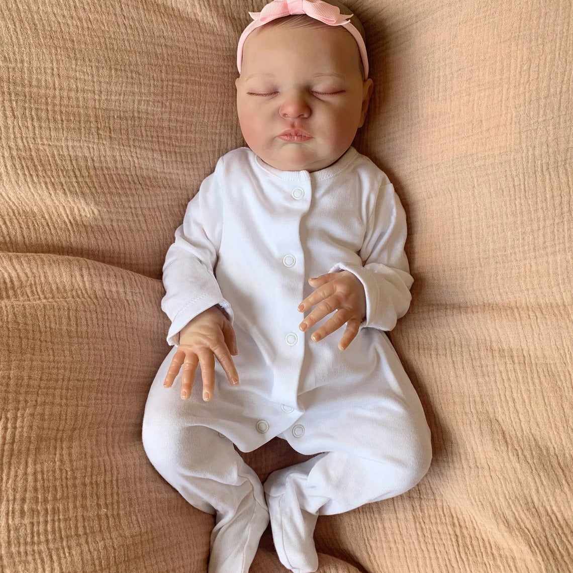 20 inch reborn doll of sweet sleeping Nora without hair