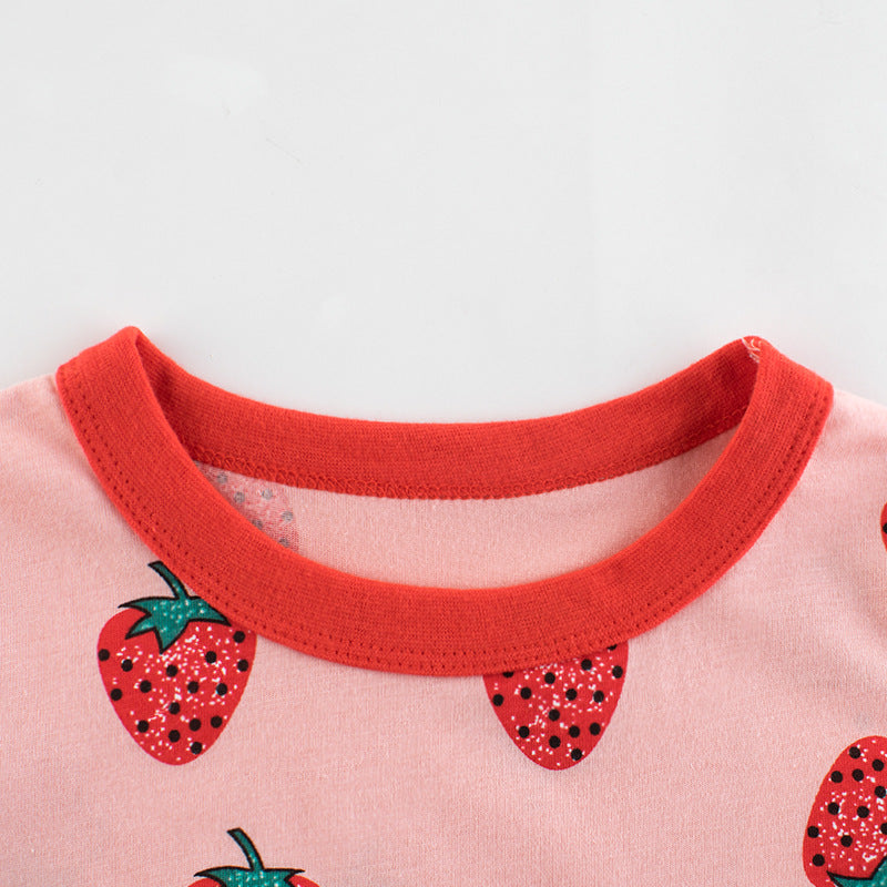 Strawberry pink short-sleeved crew-neck t-shirt