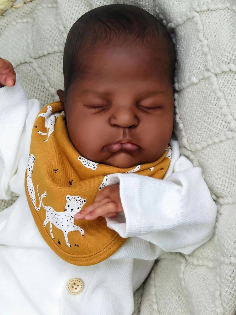 Duke 20 inch African American Reborn Dolls with Closed Eyes-Remi