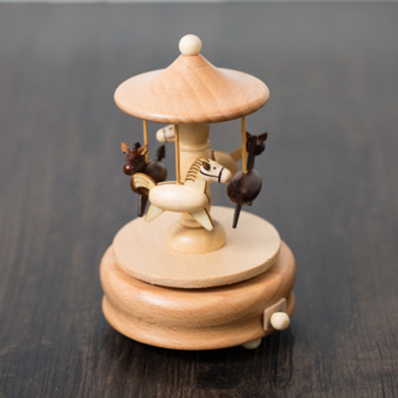 Wooden Carousel Music Box-Castle In The Sky