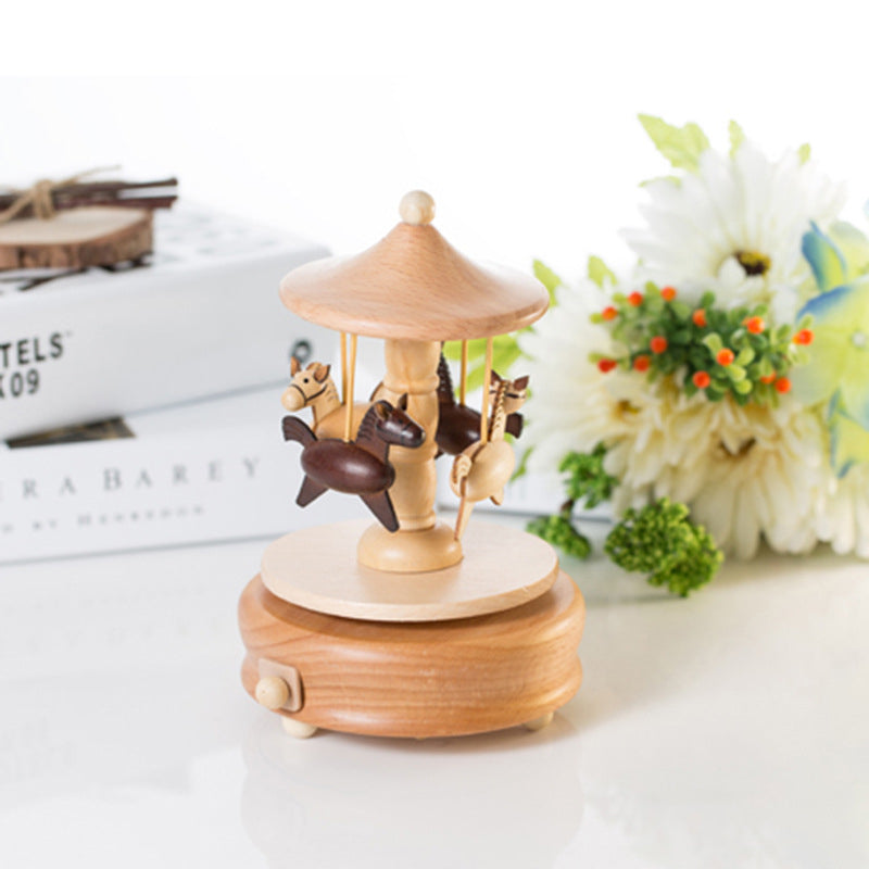 Wooden Carousel Music Box-Castle In The Sky