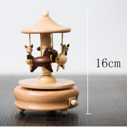 Wooden Carousel Music Box-Castle In The Sky