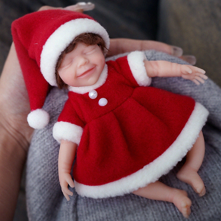 6 inch Mini Reborn Dolls with Closed Eyes with Christmas-April Clothes