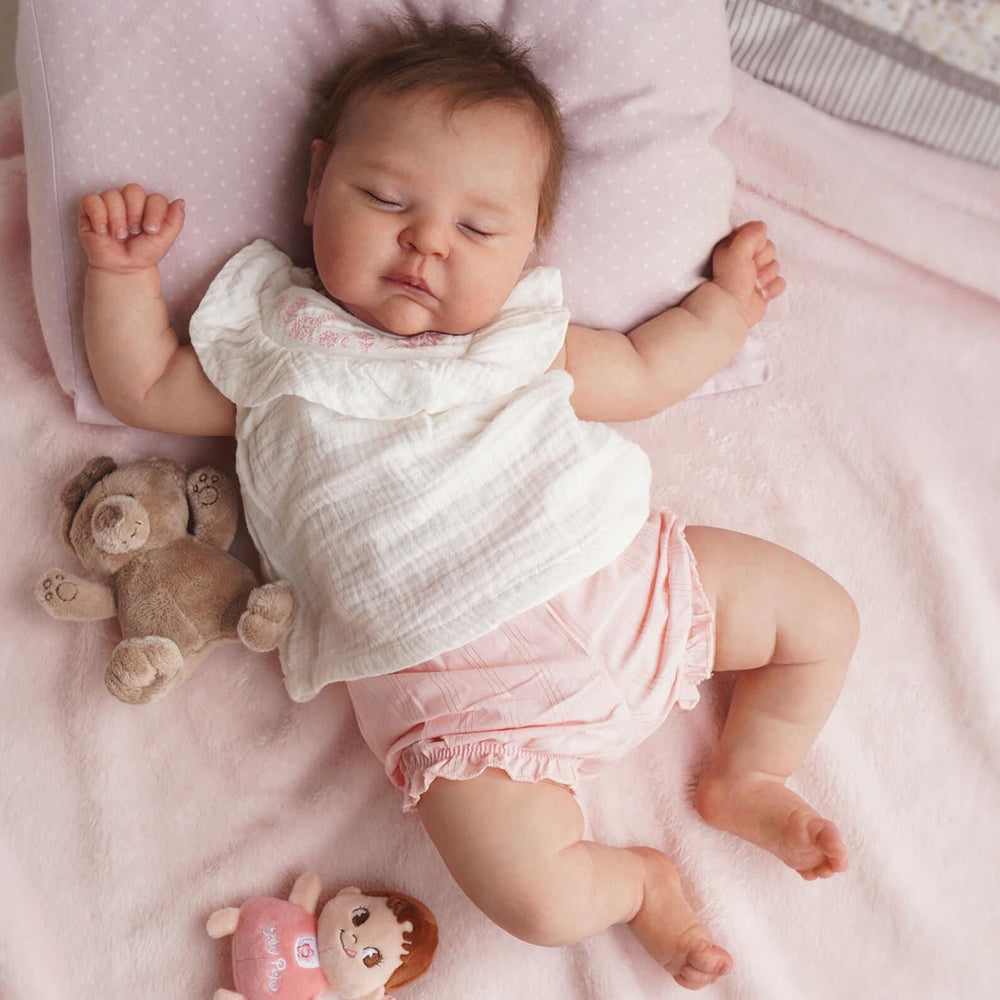 20 Inch Reborn Dolls with Closed Eyes and Hair - Peaches