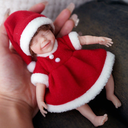 6 inch Mini Reborn Dolls with Closed Eyes with Christmas-April Clothes