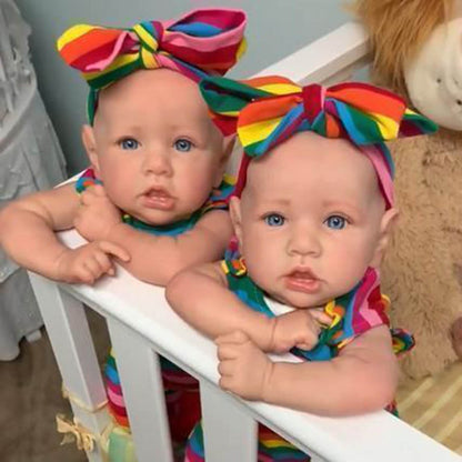 22 inch Twin Sisters Poca Veda And Sariah Reborn Girl Dolls