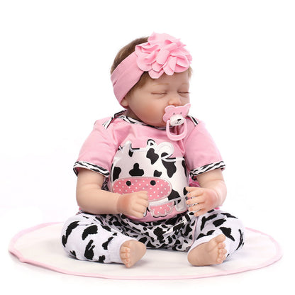 Nice 55 cm reborn doll with Cloth Body and closed eyes