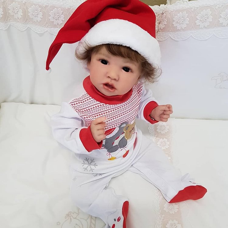 22 inches open Eyes Reborn Dolls with Christmas Clothes Saskia Rosydolls