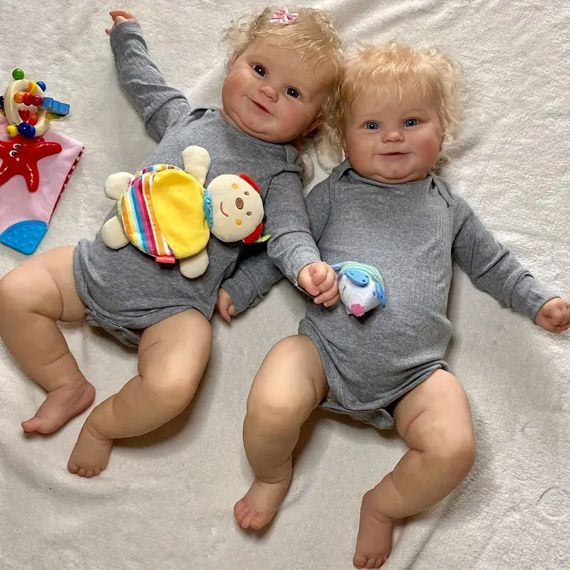 20 Inch Lifelike Sally and Silver Open Eyes Reborn Twins Dolls