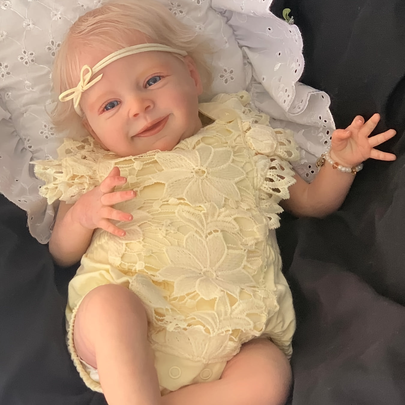 19 Inch Hand-Crafted Open Eyes Blonde Hair Newborn Reborn Doll-Sebastia