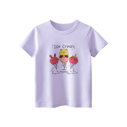 T-shirt a maniche corte con collo rotondo stampato gelato viola