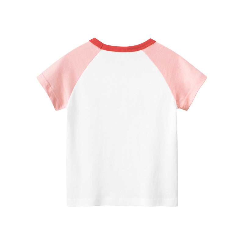 Short sleeve T-shirt matching round neck with open rabbit love