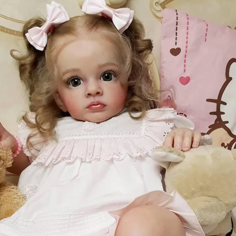 23 inch Area Curly Hair Open Eyes Reborn Girl Dolls