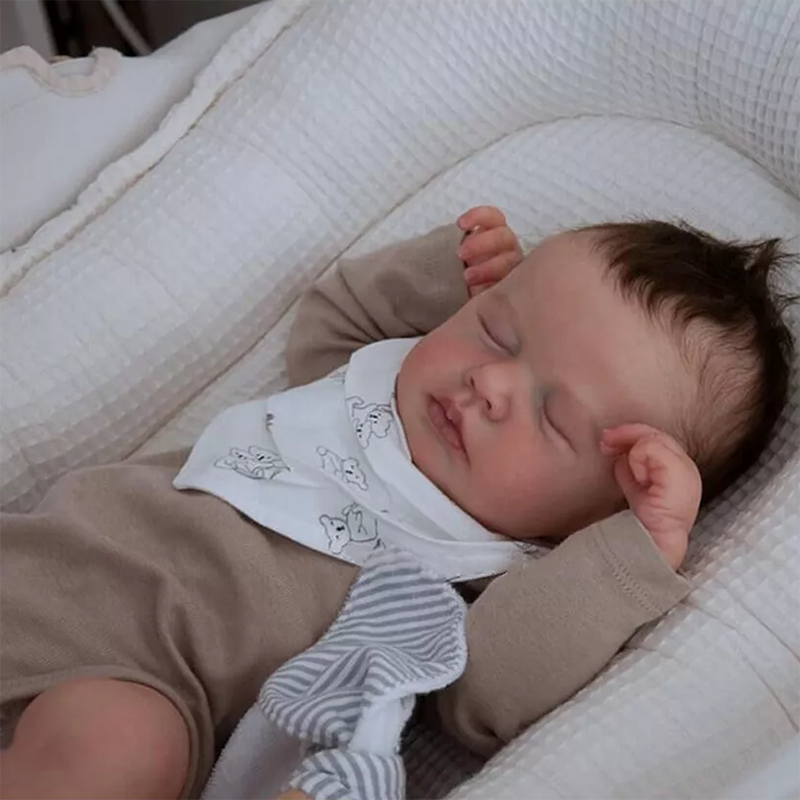 20 inch Reborn Dolls Boy with closed eyes and brown hair