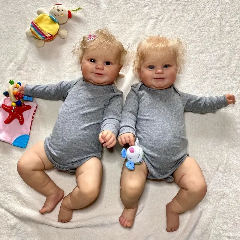 20 Inch Lifelike Sally and Silver Open Eyes Reborn Twins Dolls