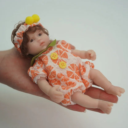 6 inches Open Eyes Short Hair Mini Full Silicone Reborn Doll Girl