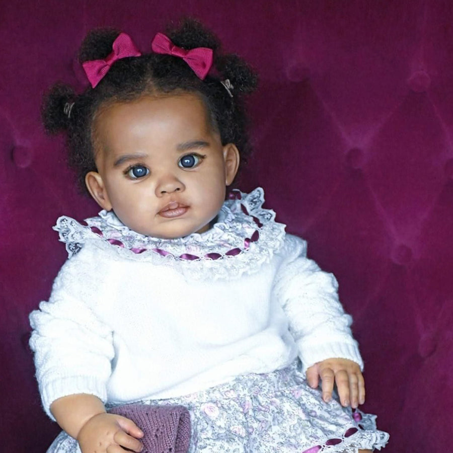 22 inch/55 cm Payne Reborn Doll with Open Eyes and Dark Skin - Reuben