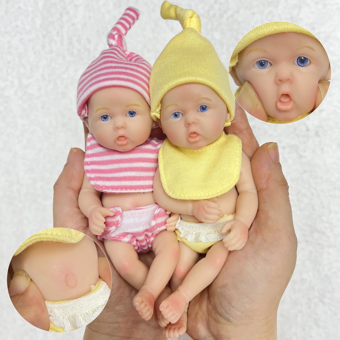 6 inches Open Eyes Full Silicone Mini Reborn Doll Twins