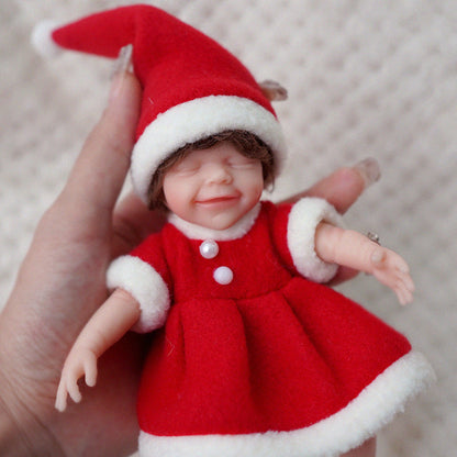 6 inch Mini Reborn Dolls with Closed Eyes with Christmas-April Clothes