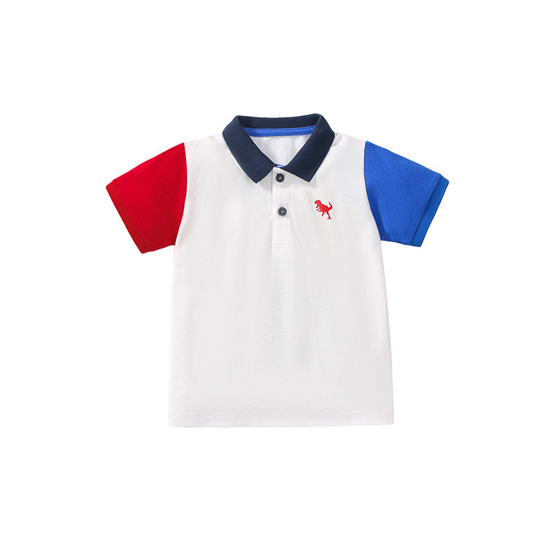 Short-sleeved children's polo shirt in matching breathable cotton