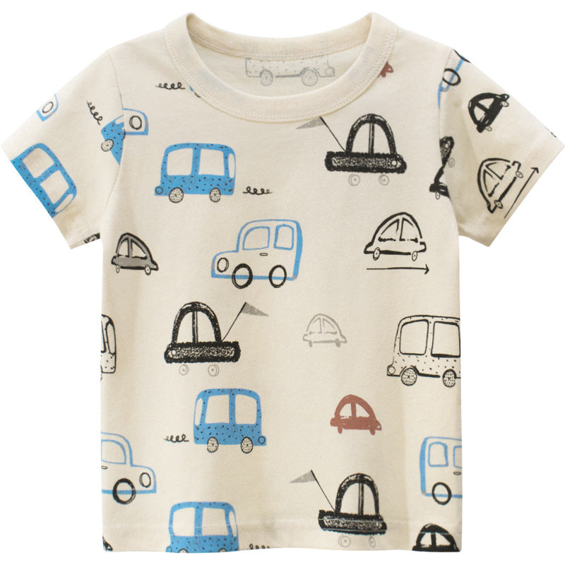 Apricot Cartoon Car short-sleeved t-shirt