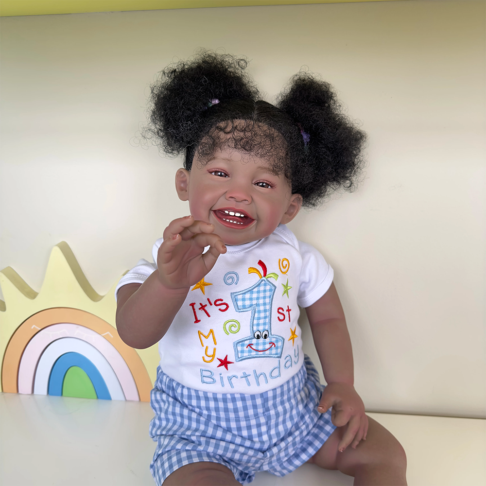 Ella African American Reborn Doll with 60cm Smile and Cloth Body-Mila