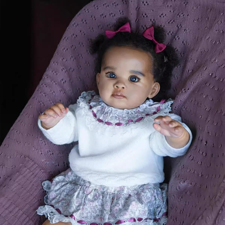 22 inch/55 cm Payne Reborn Doll with Open Eyes and Dark Skin - Reuben