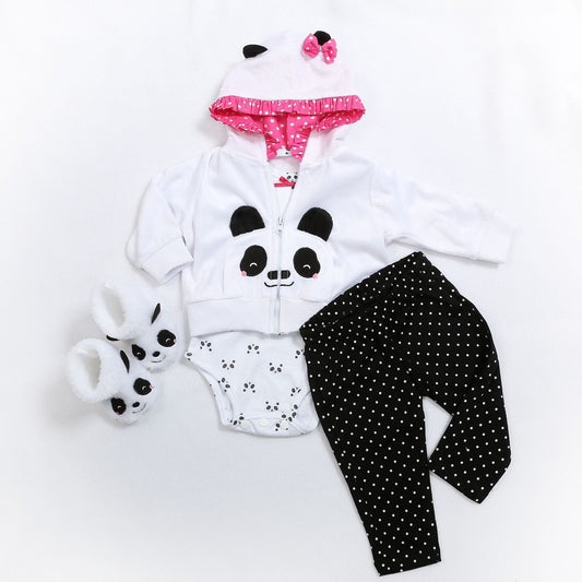 Panda Polk Dot 4-piece doll fabric set for 18-24 inch dolls