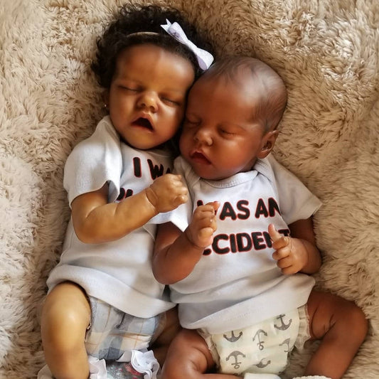 17'' Lifelike Wayne and Tyrone Reborn Twin Brother and Sister Dolls