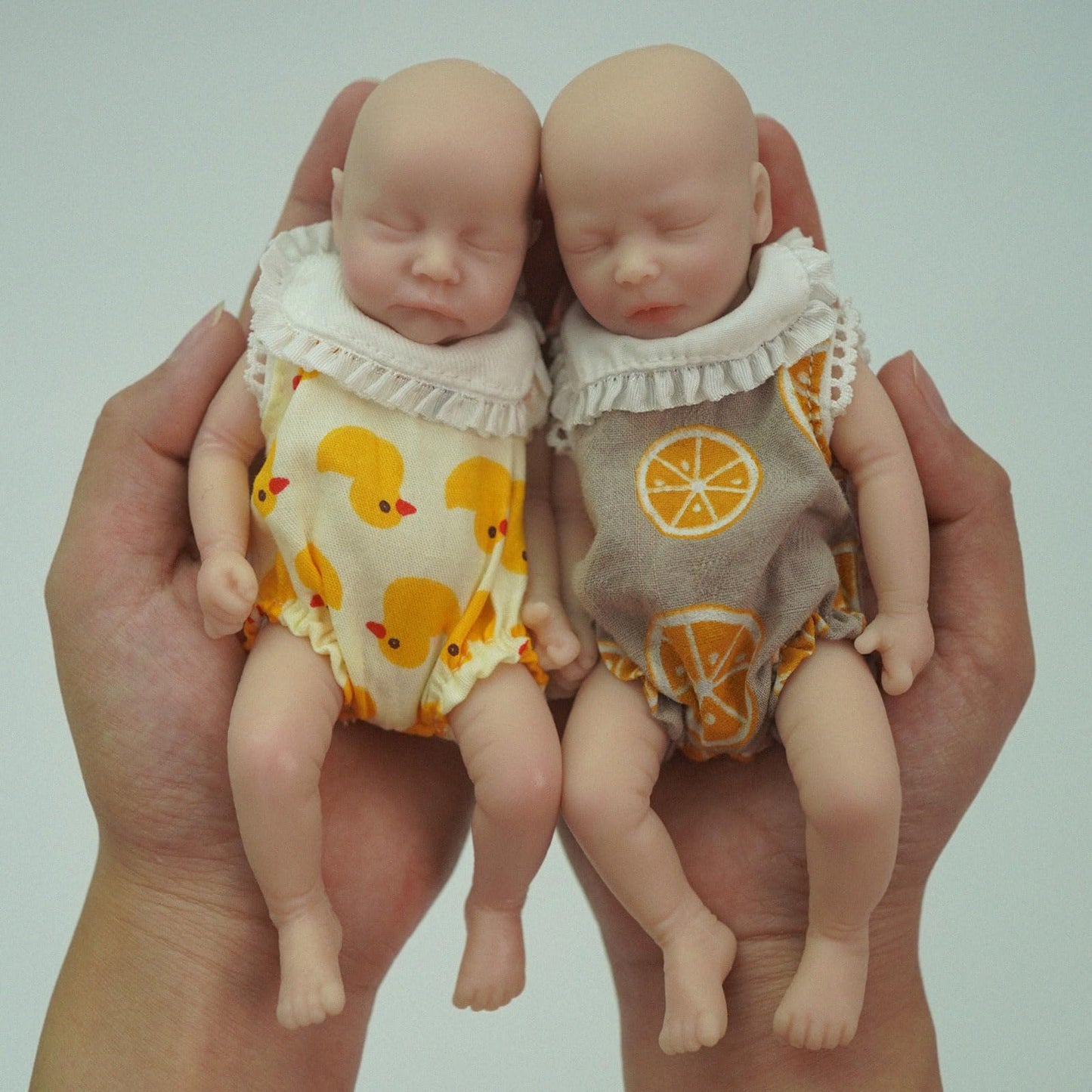 6 inches Closed Eyes Full Silicone Mini Reborn Doll Twins