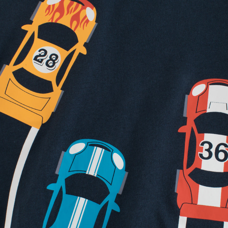 Short-sleeved T-shirt with car print