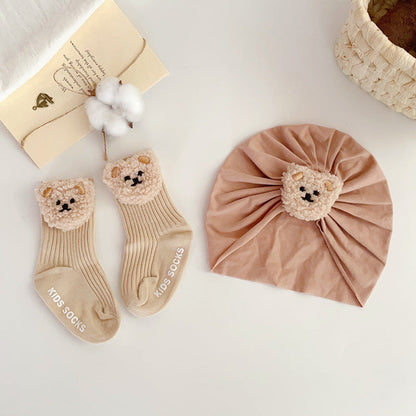 Cute 2-piece baby hat and socks set (Shipping within 24 hours)