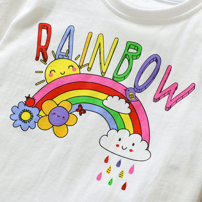 New rainbow style printed children's short sleeve t-shirt