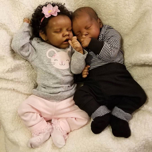 17 inch Sweet Dreams Twin Sister Batard And Briana Really Reborn Dolls Girl African Baby Girl